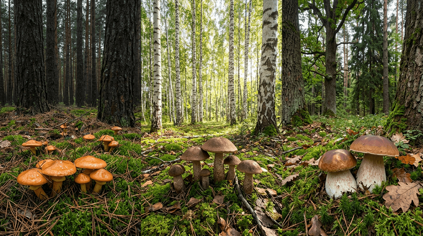 Which forest to search for mushrooms: coniferous, deciduous or mixed
